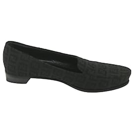 Fendi-Zapatos mocasines FENDI Zucchino Canvas Negro Auth ac2503-Negro