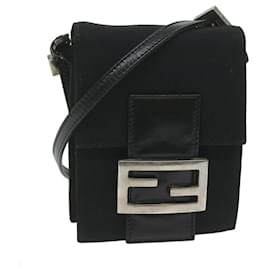 Fendi-FENDI Mamma Shoulder Bag Nylon Black Auth 62178-Black