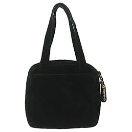 Chanel-CHANEL Hand Bag Velor Black CC Auth bs10697-Black