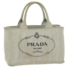 Prada-PRADA Canapa PM Handtasche Canvas Weiß Auth bs10879-Weiß