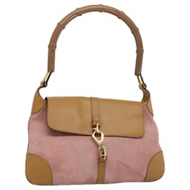 Gucci-GUCCI Bamboo Jackie Shoulder Bag Suede Pink 001 4096 Auth ac2519-Pink