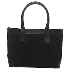 Gucci-GUCCI GG Canvas Hand Bag Black 33890 Auth bs11023-Black