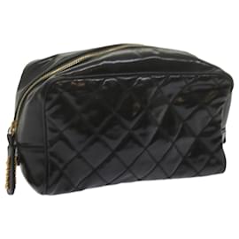 Chanel-CHANEL Clutch Bag Patent leather Black CC Auth bs11009-Black