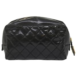 Chanel-CHANEL Clutch Bag Lackleder Schwarz CC Auth bs11009-Schwarz