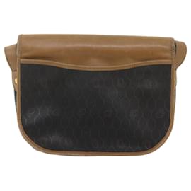 Christian Dior-Christian Dior Honeycomb Canvas Shoulder Bag PVC Black Auth bs11031-Black