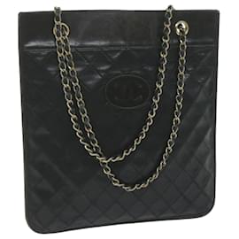 Chanel-CHANEL Matelasse Bolso de hombro con cadena Piel de cordero Negro CC Auth ar11104-Negro