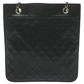 Chanel-CHANEL Matelasse Chain Shoulder Bag Lamb Skin Black CC Auth ar11104-Black