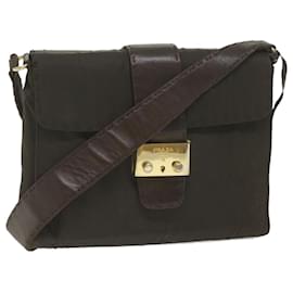 Prada-PRADA Shoulder Bag Nylon Brown Auth ac2574-Brown