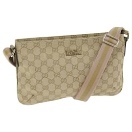 Gucci-GUCCI GG Canvas Sherry Line Shoulder Bag Beige Gold pink 189749 Auth yk10013-Pink,Beige,Golden