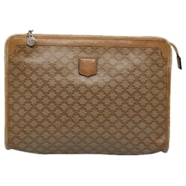 Céline-CELINE Macadam Canvas Clutch Bag PVC Leather 2Set Brown Beige Auth bs11113-Brown,Beige