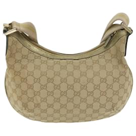 Gucci-GUCCI GG Canvas Sherry Line Shoulder Bag Beige Gold pink 181092 Auth ac2524-Pink,Beige,Golden