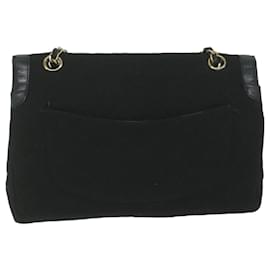 Chanel-CHANEL Matelasse Chain Shoulder Bag algodão Preto CC Auth bs10930-Preto