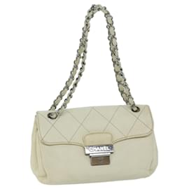 Chanel-CHANEL Chain Shoulder Bag Leather White CC Auth bs10926-White