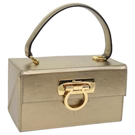 Salvatore Ferragamo-Salvatore Ferragamo Gancini Bolsa de mão em couro tom dourado Auth yk9994-Outro