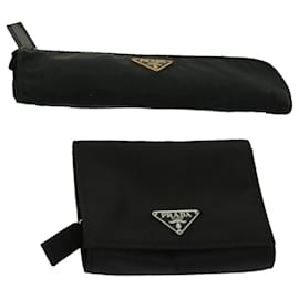 Prada-PRADA Pouch Wallet Nylon 2Set Black Auth ac2499-Black