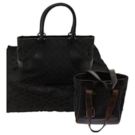 Gucci-GUCCI Hand Bag GG Canvas 2Set Black Auth bs11151-Black