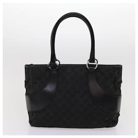 Gucci-GUCCI Hand Bag GG Canvas 2Set Black Auth bs11151-Black