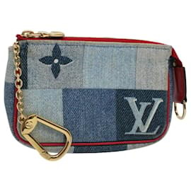 Louis Vuitton-LOUIS VUITTON Monogramm Denim Mini Pochette Accessoires Blau M68760 LV Auth yb455-Blau