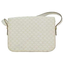 Céline-CELINE Macadam Canvas Bolsa de Ombro PVC Couro Branco Autenticação 62462-Branco