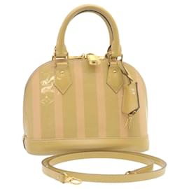 Louis Vuitton-LOUIS VUITTON Vernis Rayures Alma BB Hand Bag 2way Beige Pink M90970 Auth ai678A-Pink,Beige