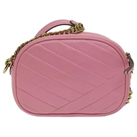 Tory Burch-TORY BURCH Quilted Chain Shoulder Bag Leather Pink Auth am5420-Pink