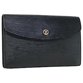 Louis Vuitton-LOUIS VUITTON Epi Montaigne 23 Bolso Clutch Negro M52662 EP de autenticación de LV2596-Negro