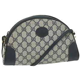 Gucci-GUCCI GG Supreme Shoulder Bag PVC Leather Navy Auth ep2691-Navy blue