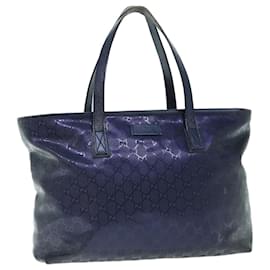 Gucci-GUCCI GG Canvas Tote Bag Navy 211137 Auth ep2785-Navy blue