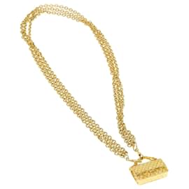Chanel-CHANEL Matelasse Chain Necklace metal Gold Tone CC Auth ar11061-Other