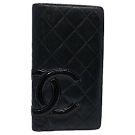 Chanel-Cartera larga CHANEL Cambon Line Cuero Negro CC Auth bs10747-Negro
