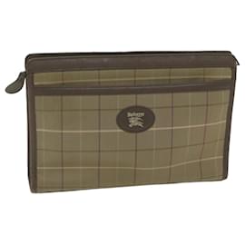 Autre Marque-Burberrys Nova Check Clutch Bag Nylon Canvas Brown Auth bs10776-Brown