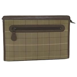 Autre Marque-Burberrys Nova Check Clutch Bag Nylon Canvas Brown Auth bs10776-Brown