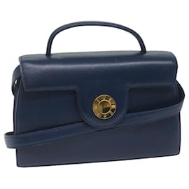 Givenchy-GIVENCHY Hand Bag Leather 2way Navy Auth am5397-Navy blue