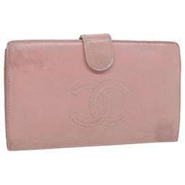 Chanel-CHANEL Long Wallet Caviar Skin Pink CC Auth bs11186-Pink