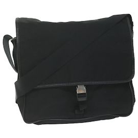 Bolsa de ombro PRADA Nylon preta Auth am5455 Preto