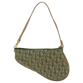 Christian Dior-Christian Dior Trotter Canvas Saddle Pouch Accessory Pouch Green Auth hk994-Green