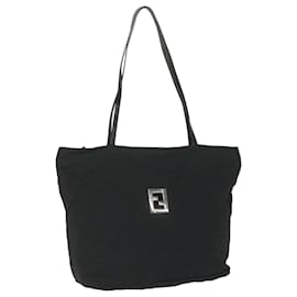 Fendi-FENDI Zucca Canvas Tote Bag Black Auth ar11225-Black