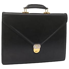 Valentino-VALENTINO Business Bag Cuir Noir Auth bs10775-Noir