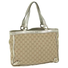 Gucci-GUCCI GG Canvas Hand Bag Beige Gold Tone 170004 Auth ep2669-Beige,Other