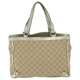 Gucci-GUCCI GG Canvas Hand Bag Beige Gold Tone 170004 Auth ep2669-Beige,Other