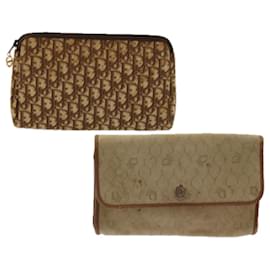 Christian Dior-Christian Dior Trotter Canvas Pouch 2Set Brown Beige Auth bs11092-Brown,Beige