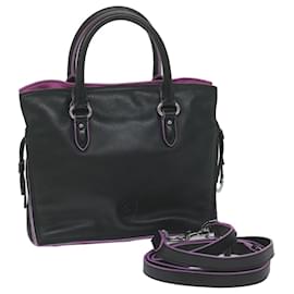 Loewe-LOEWE Flamenco Hand Bag Leather 2way Black Auth hk1050-Black