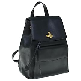 Céline-CELINE Macadam Backpack Leather Black Auth hk993-Black