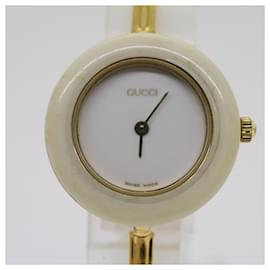 Gucci-Relojes GUCCI Tono Dorado Blanco Auth am5459-Blanco,Otro