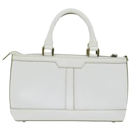 Burberry-BURBERRY Hand Bag Leather White Auth hk1017-White