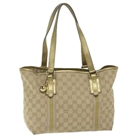 Gucci-GUCCI GG Canvas Sherry Line Tote Bag Beige Pink gold 137396 auth 63257-Pink,Beige,Golden