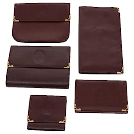 Cartier-CARTIER Wallet Leather 5Set Wine Red Auth bs10456-Other