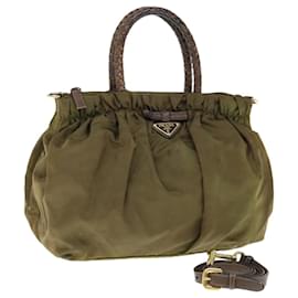 Prada-Prada Hand Bag Nylon 2way Khaki Auth 62327-Khaki