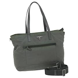 Prada-PRADA Tote Bag Nylon 2way Gray Auth bs10723-Grey