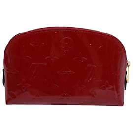 Louis Vuitton-LOUIS VUITTON Vernis Pochette Cosmético PM Rouge Grunadine M91746 Autenticação de LV 62891-Outro